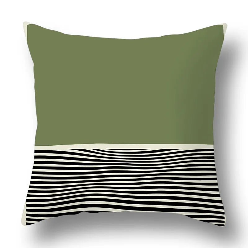 DecorBites™ Green Plants Geometric Print Pillow Cover - Home Sofa Cushion Cover