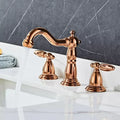 DecorBites™ Gold Brass Widespread Bathroom Faucet - خلاطات حوض حمام واسعة الانتشار من النحاس الذهبي - 3 فتحات للحوض العتيق