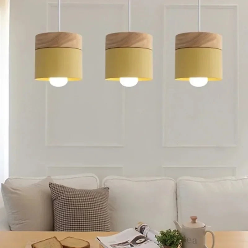 Nordic Macaron Wood & Iron Pendant Light
