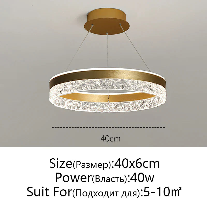 DecorBites™ Crystal Rings LED Chandelier Black&White Frame