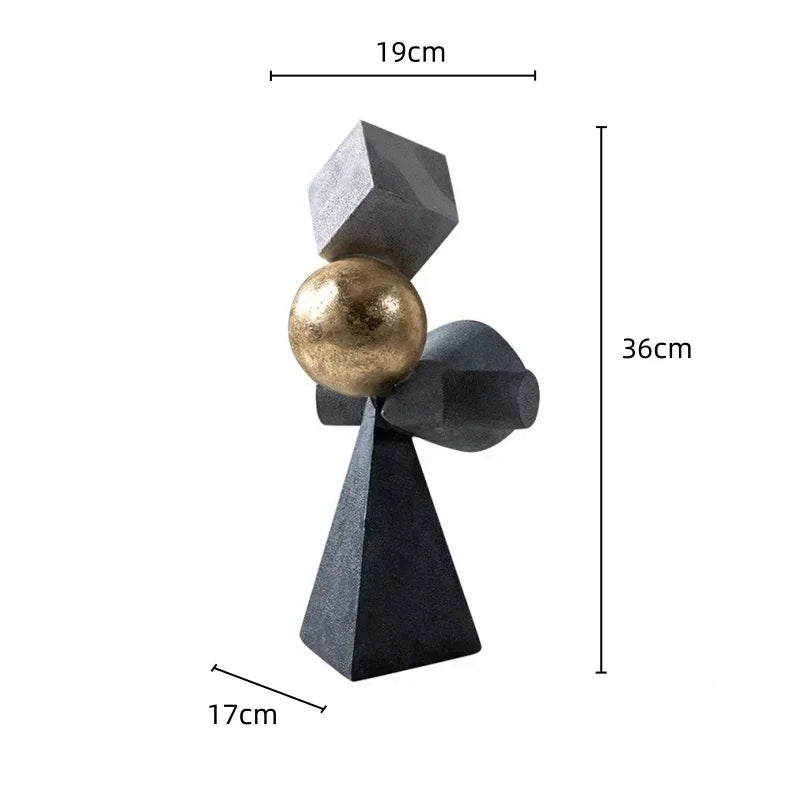 DecorBites™ Geometric Gold Ball Sculpture Statues for Home Decor