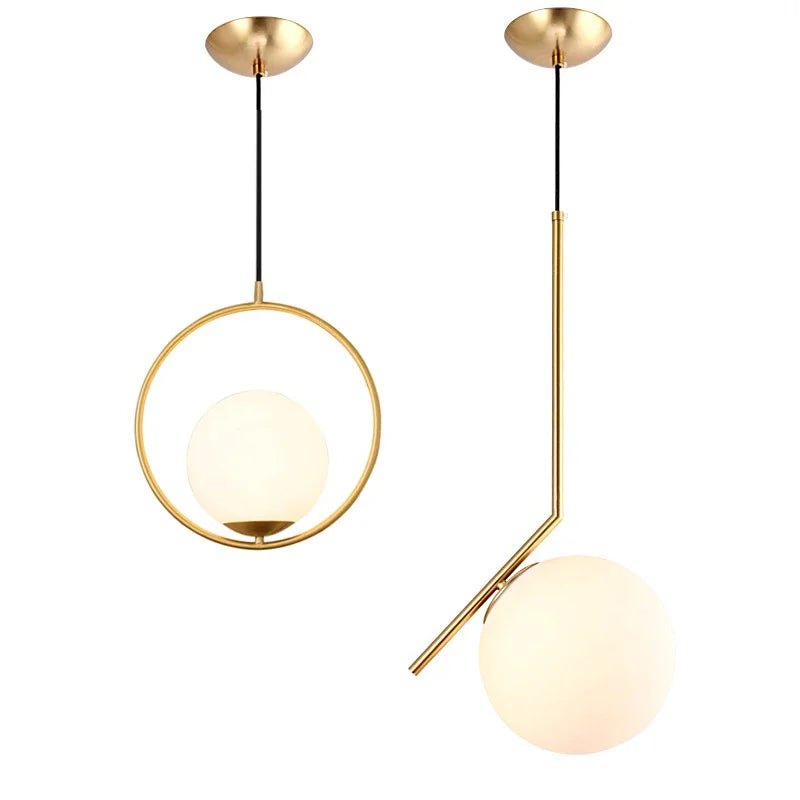DecorBites™ Glass Ball Pendant Light Fixture Iron Luminaire Chandelier