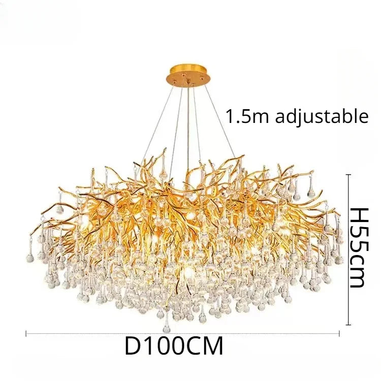 DecorBites™ Crystal Dendritic Chandelier: Modern Luxe for Living Room, Dining Room, Bedroom, Hotel Lobby