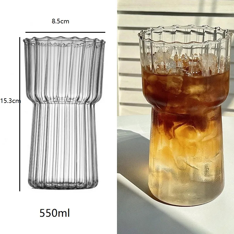 Tasse en verre à rayures résistante à la chaleur DecorBites™ pour la maison et le bureau