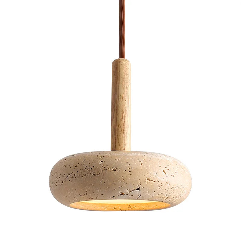 Modern Yellow Travertine Stone Pendant Light