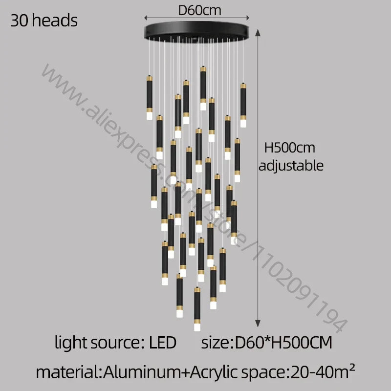 ثريا LED من DecorBites™: إضاءة فاخرة حديثة بتصميم نورديك من الأكريليك لديكور المنزل