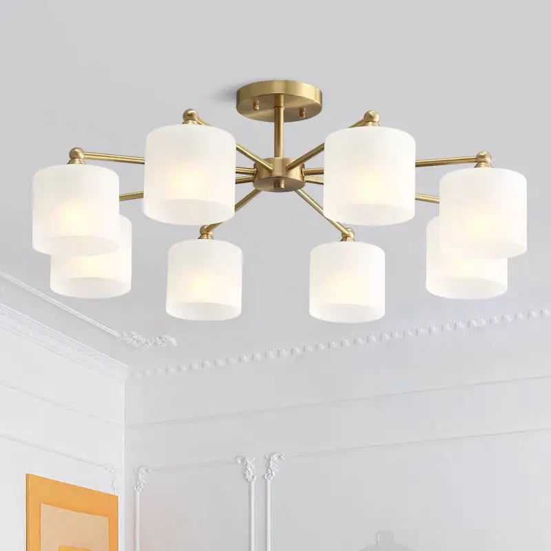 ثريا سقف LED DecorBites™ باللونين الأسود والذهبي مع غطاء مصباح لديكور غرفة معيشة أنيق