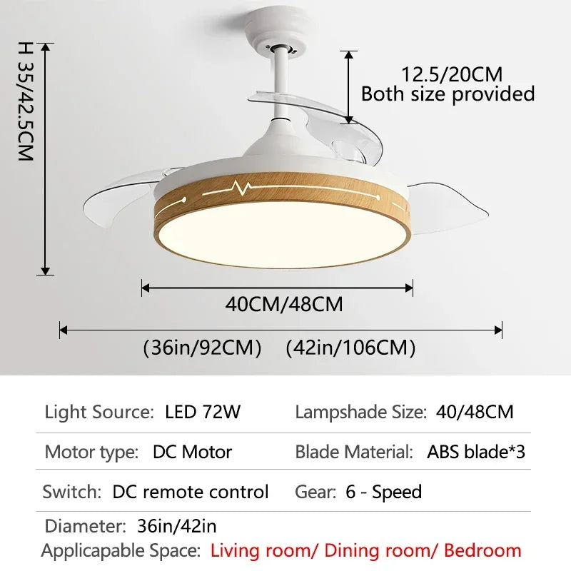 DecorBites™ DC Motor Ceiling Fan Light with Remote Control for Home, Bedroom, and Living Room