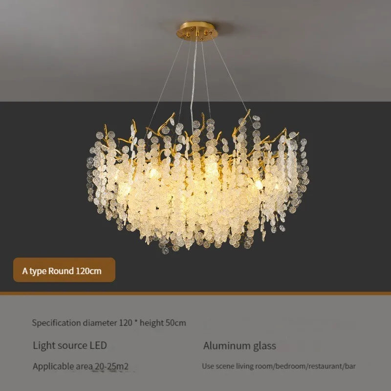 DecorBites™ Crystal LED Chandelier: Luxury Pendant Lamp for Home Decor