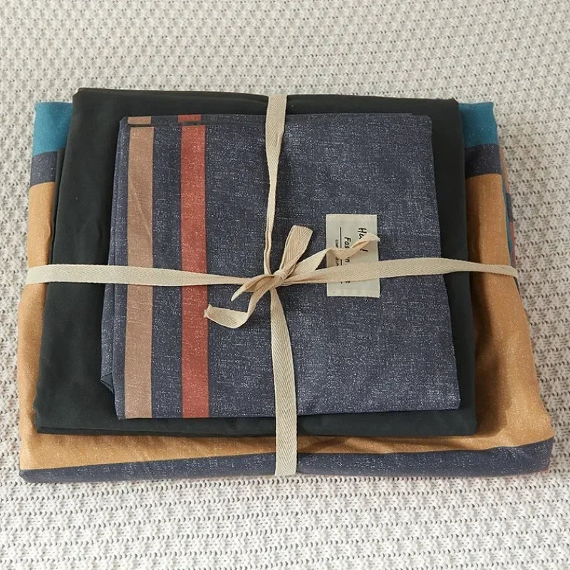 Parure de lit DecorBites™ à imprimé quadrillé japonais en coton lavé pour le confort estival