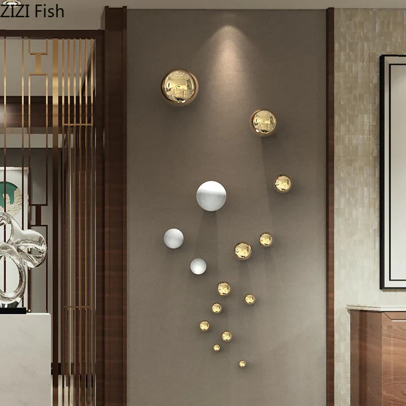 DecorBites™ كرات ذهبية معلقة للحائط، حِرف كروية، ديكور غرفة، قلادات عرض