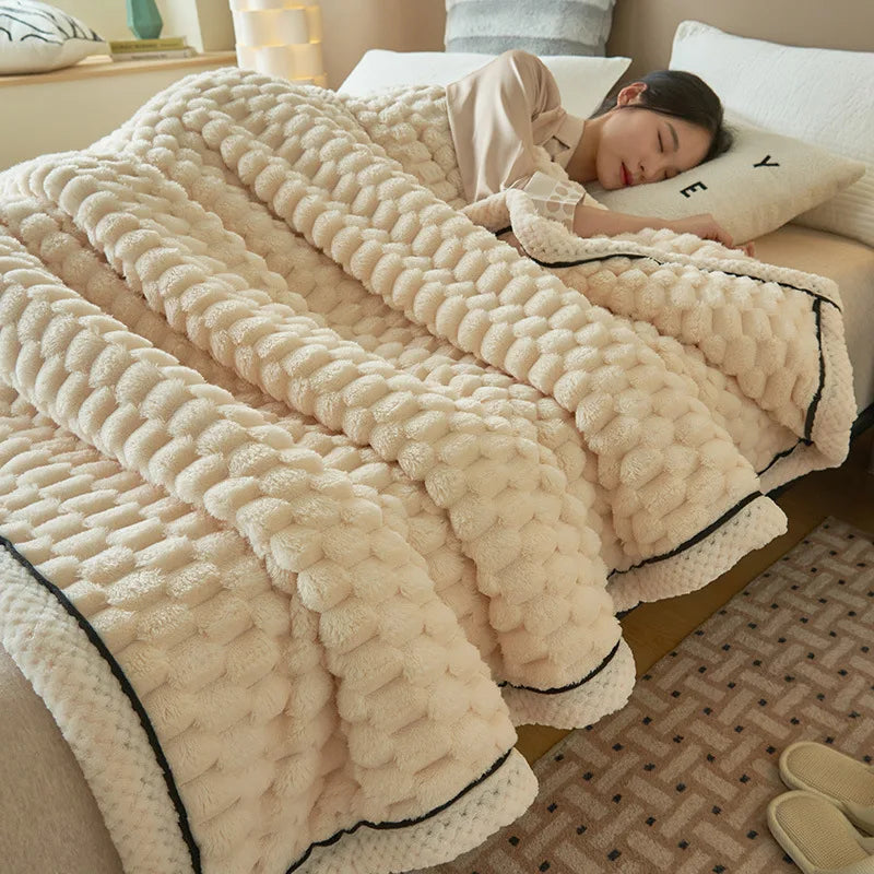 DecorBites™ Coral Fleece Warm Blanket: Cozy Thicken Winter Bed Blanket