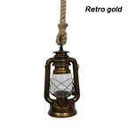 Vintage Hemp Rope Lantern Pendant Light