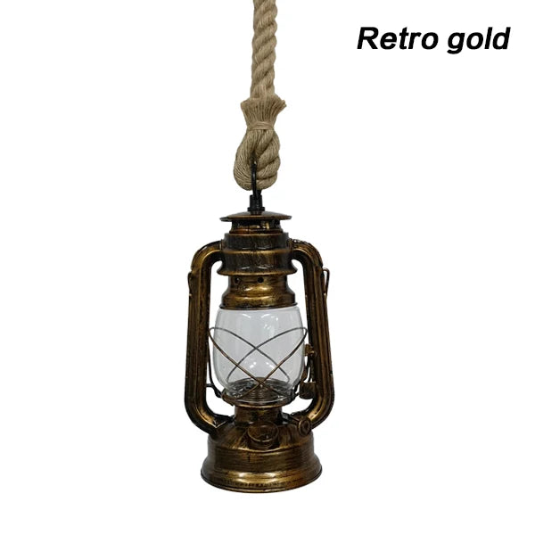 Vintage Hemp Rope Lantern Pendant Light