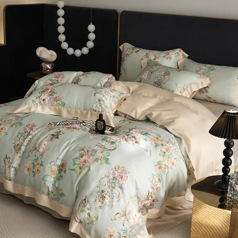 DecorBites™ Eucalyptus Fiber Bedding Set: Duvet Cover, Bed Sheet, Fitted Sheet, Pillowcases