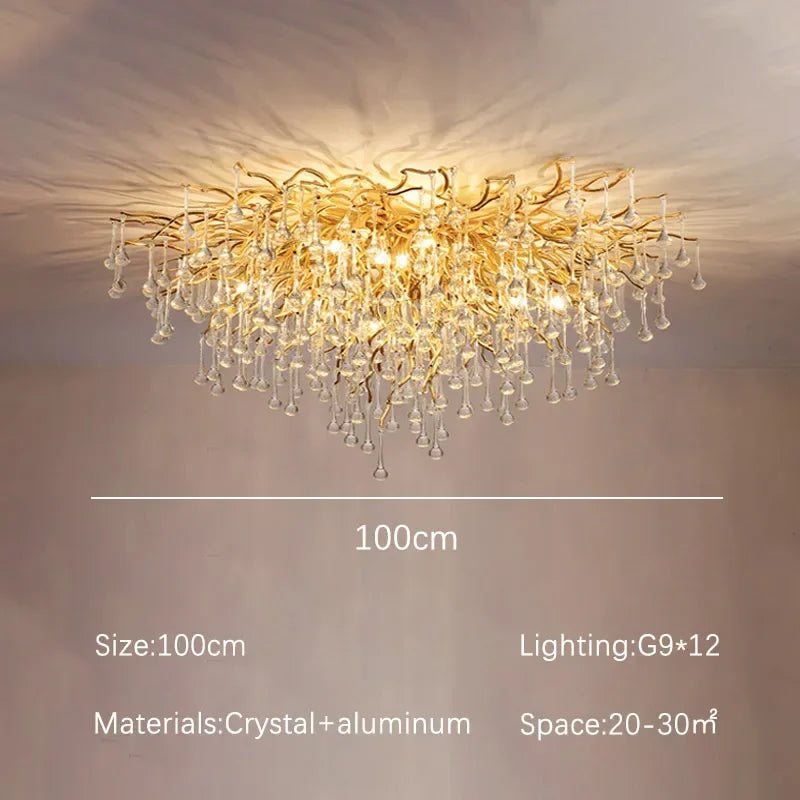 DecorBites™ Golden Chandelier Modern Luxury LED Glossy Ceiling Lamp
