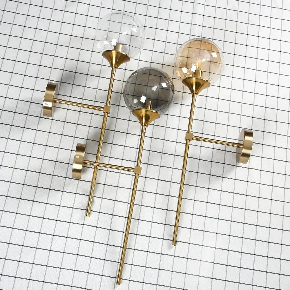 مصباح حائط زجاجي ذهبي DecorBites™ بإضاءة LED للمطبخ والحمام والمرآة إضاءة داخلية