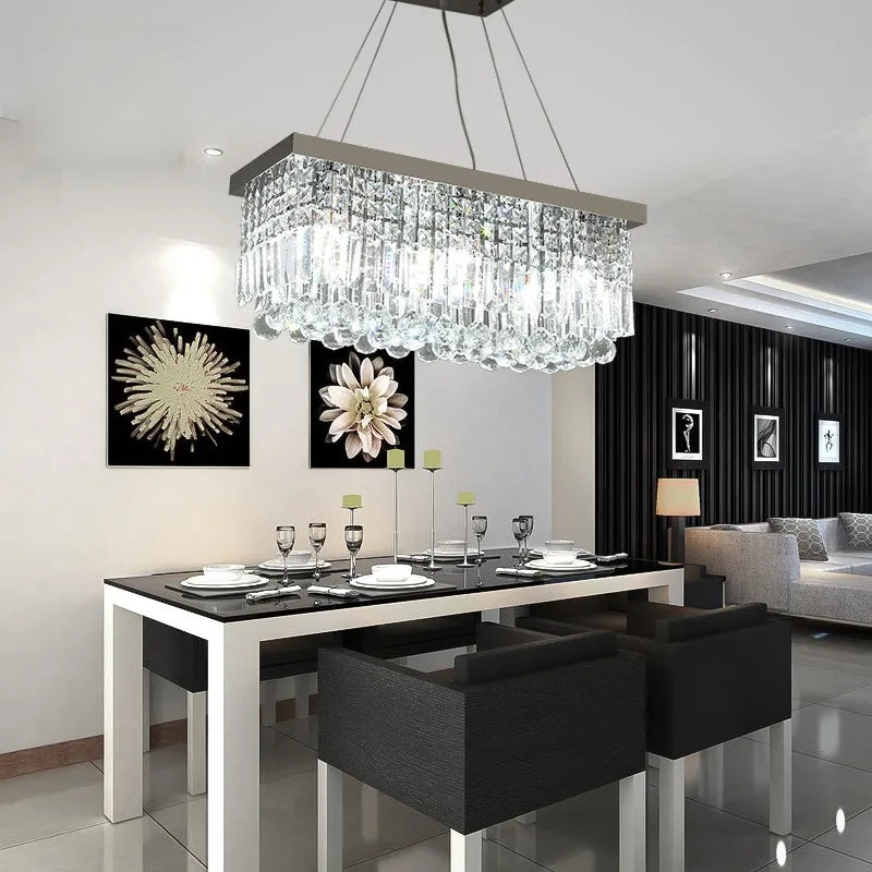 Modern Silver Crystal Chain Pendant Chandelier