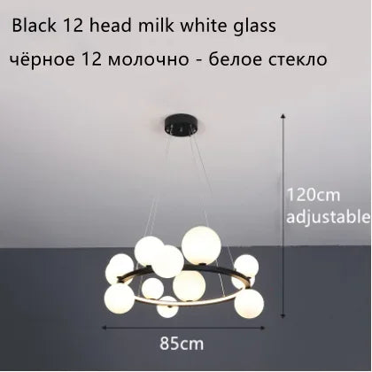 DecorBites™ Glass Ball LED Chandelier: Modern Nordic Style for Living, Dining, Kitchen, Study