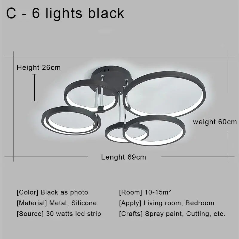 ثريا سقف LED DecorBites™ بجهاز تحكم عن بعد لغرفة المعيشة وغرفة النوم والمطبخ، لون أبيض