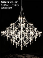 Starry Crystal Firefly Pendant Chandelier in Polished Steel
