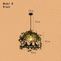 DecorBites™ Iron Bird Cage Chandelier with Green Leaf Decoration and LED Lamps