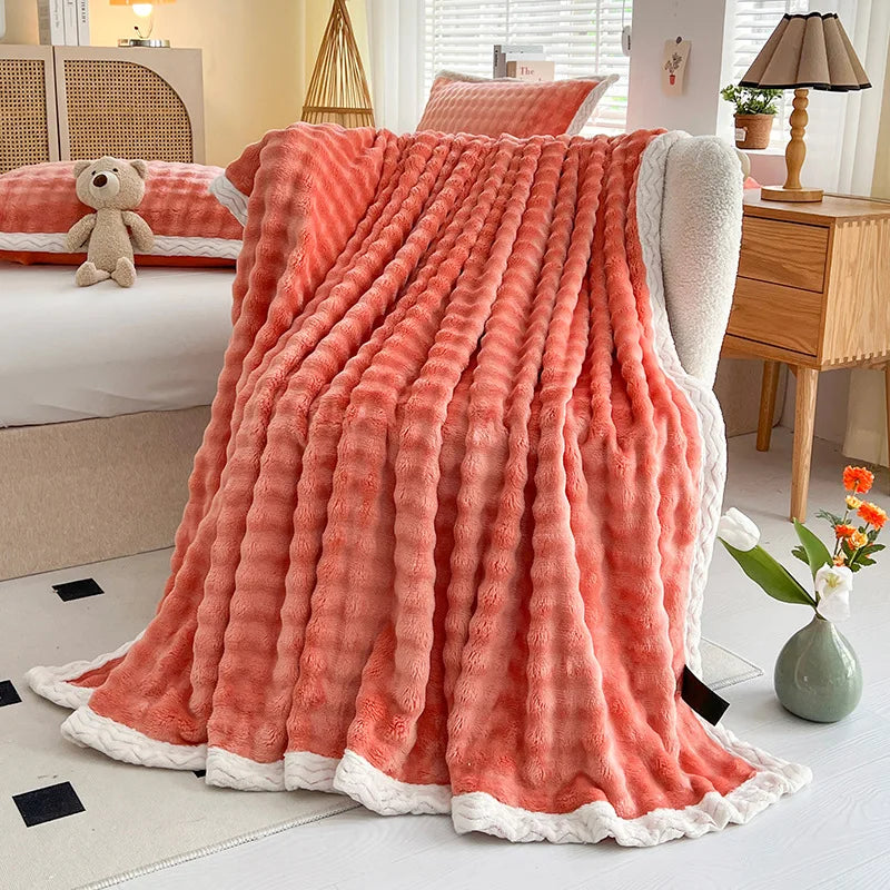 DecorBites™ Cozy Faux Rabbit Fur Throw Blanket for Sofa & Bed, 200X230cm