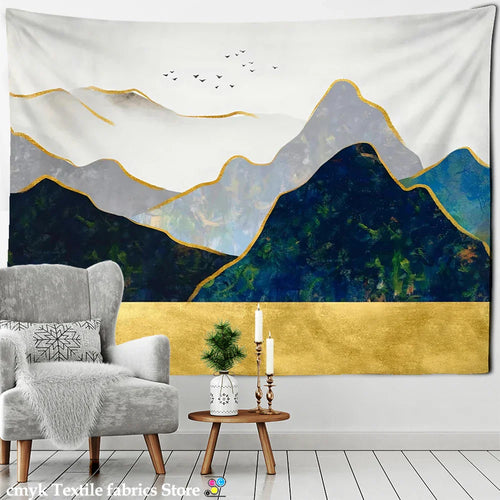 Tapisserie Peinture à l'Huile Montagnes Abstraites Décoration Murale pour Ambiance Bohème Sorcellerie par DecorBites™