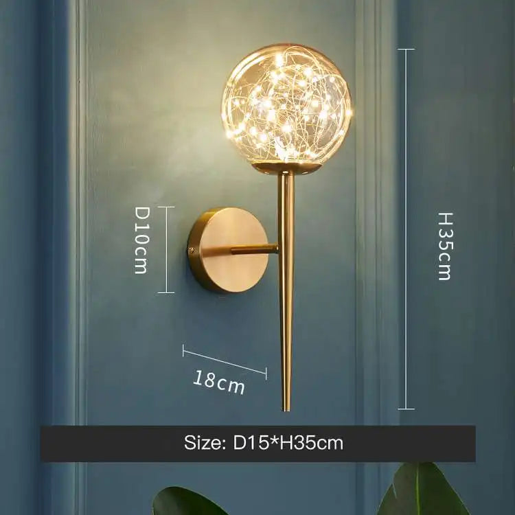 DecorBites™ Gold Star Glass Ball Pendant Light: Modern Nordic LED Chandelier for Home Décor