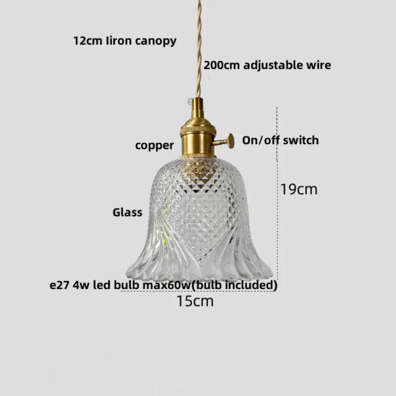 DecorBites™ Copper Glass LED Pendant Light - Modern Adjustable Hanging Fixture for Home deco