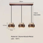 Japanese Wabi Sabi Stone Pendant Light in White or Gray