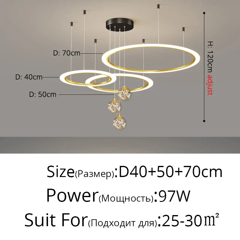 DecorBites™ Circle Ring Pendant Light Chandelier Modern Living Room Bedroom Lamps Ceiling Luminaire