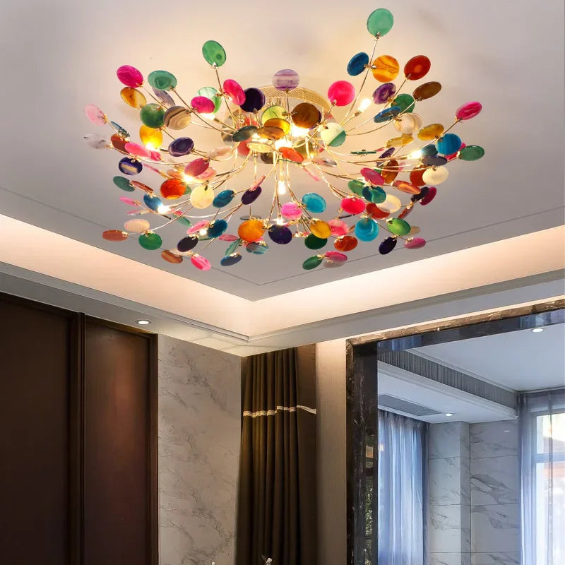 مصباح سقف DecorBites™ Leaf Agate: تصميم إسكندنافي عصري من اليشم لغرفة المعيشة والمطعم وغرفة النوم