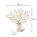 DecorBites™ Coral Tree Sculpture: Gold Metal Decorative Figurine on Marble Base
