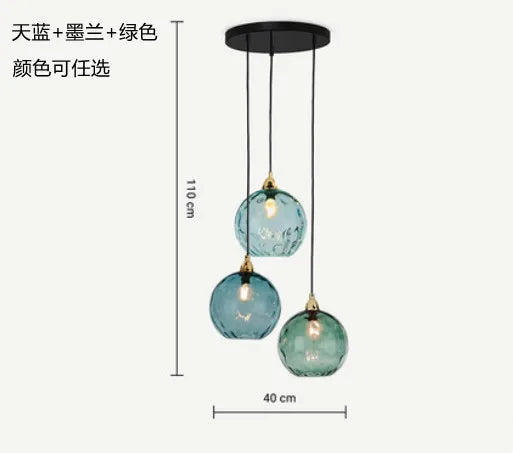 Nordic Water Grain Colored Glass Globe Pendant Light