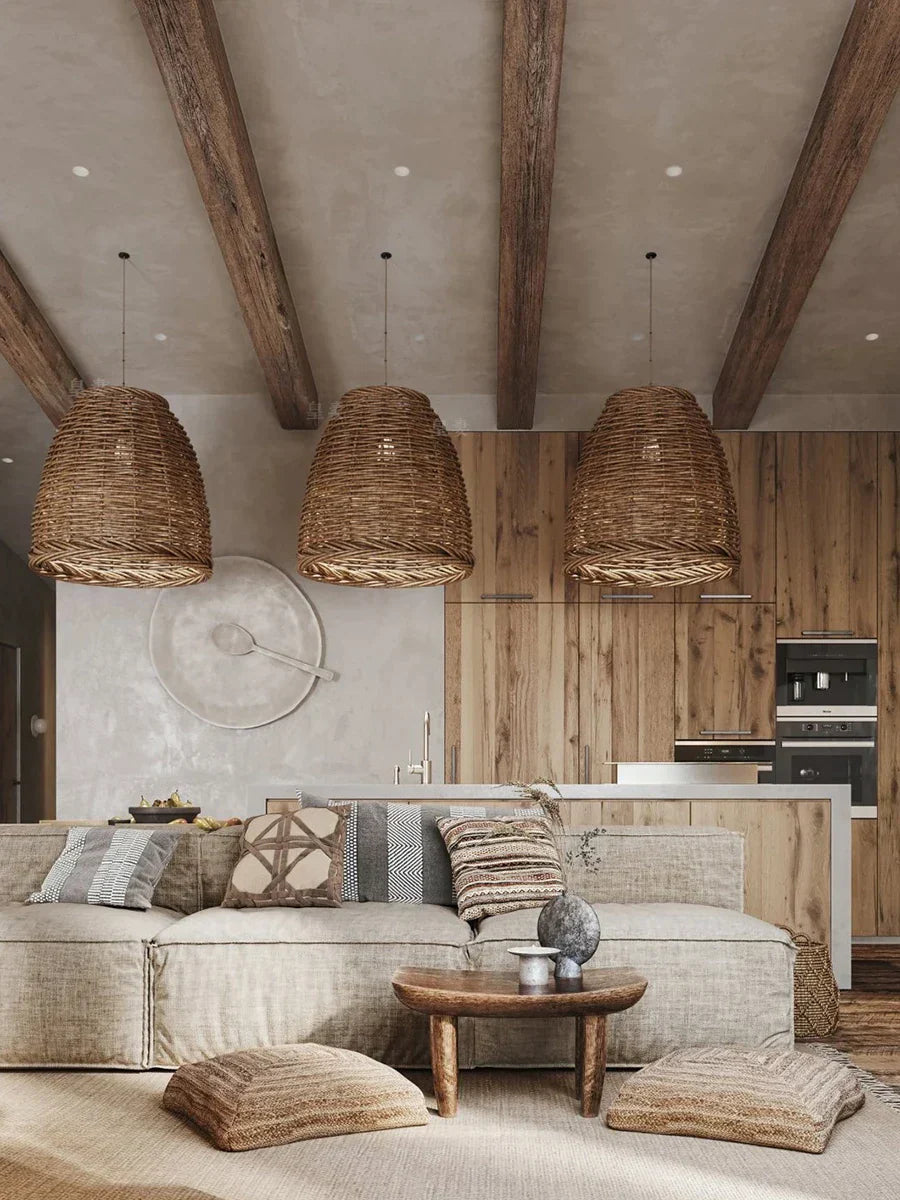 DecorBites™ Handmade Rattan Seaside Resort Pendant Lamp - Wabi Sabi Living Style