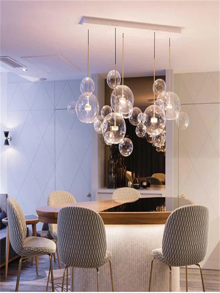 DecorBites™ Art Deco Glass Bubble Chandelier: Customized for Living Room, Dining Room, Bar