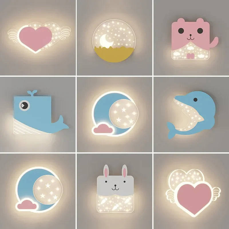 DecorBites™ Kids' Room Cartoon Wall Lamp: Cute LED Lighting for Bedroom, Aisle, Bedside