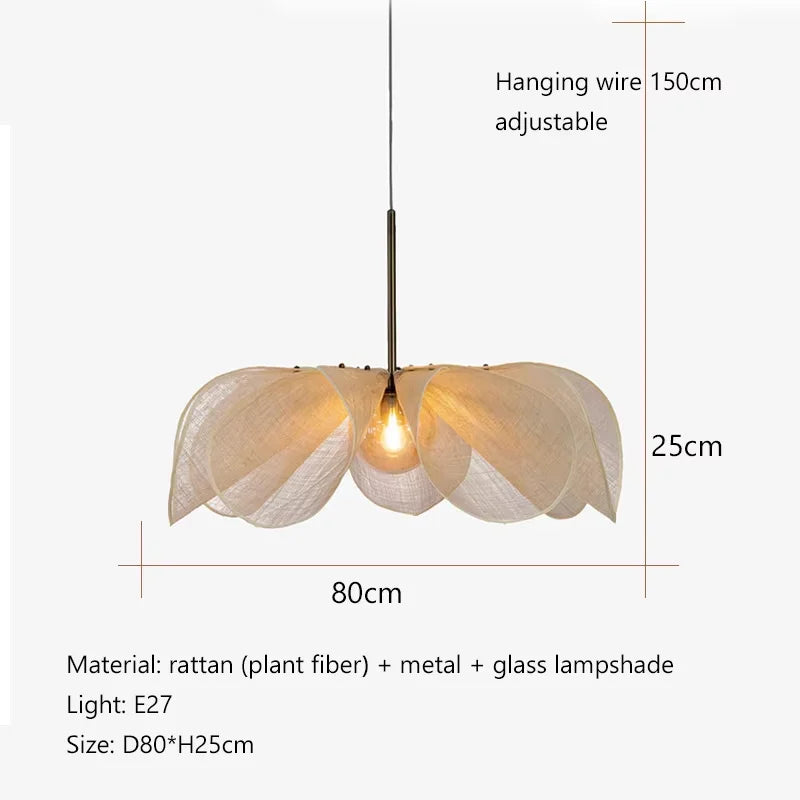 DecorBites™ Bohemian LED Fabric Flower Chandelier for Dining Table Lamp and Room Decor