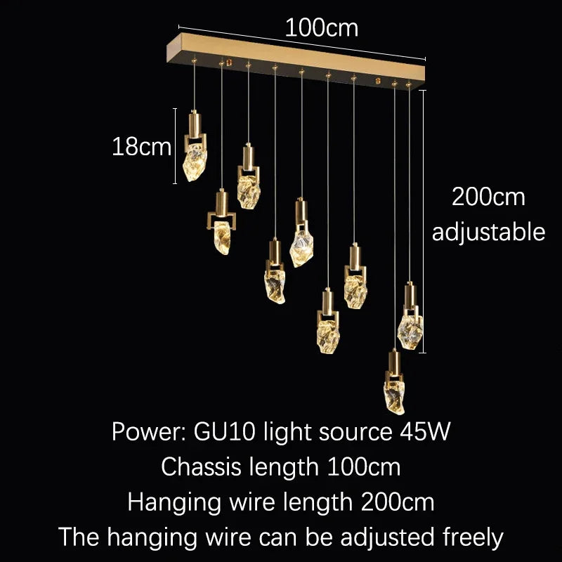 DecorBites™ Elegant Diamond Crystal Chandelier LED Light Fixture Gold Home Decor