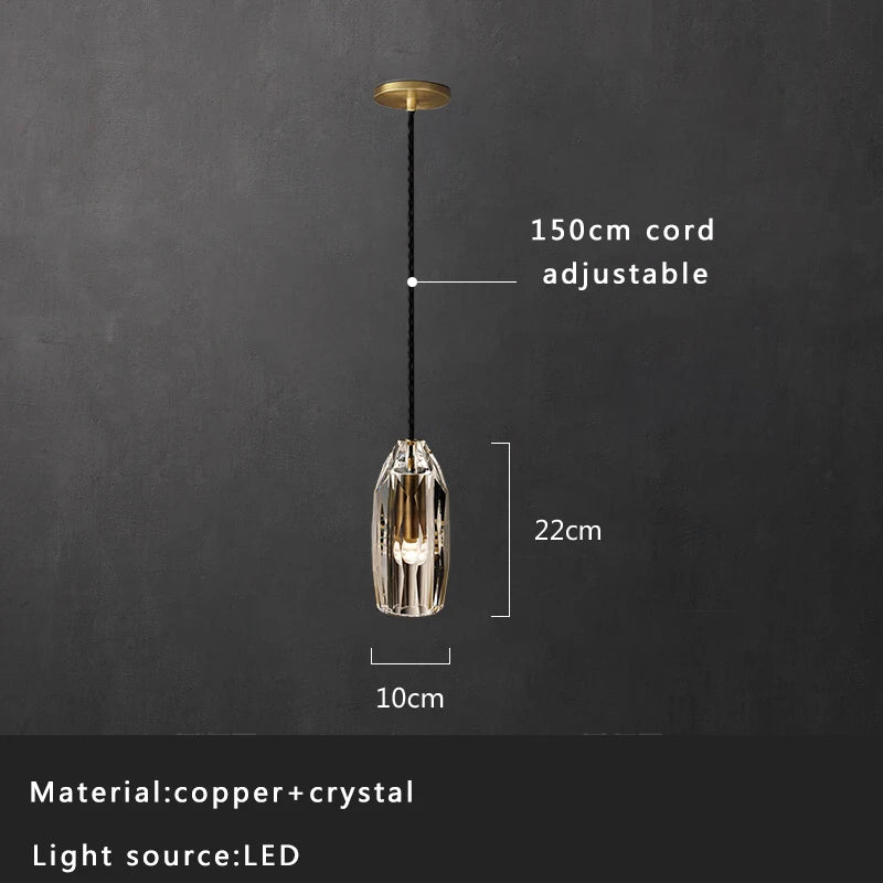 DecorBites™ Crystal Copper Pendant Lights Gold Home Decor Glass Hanging Lamp