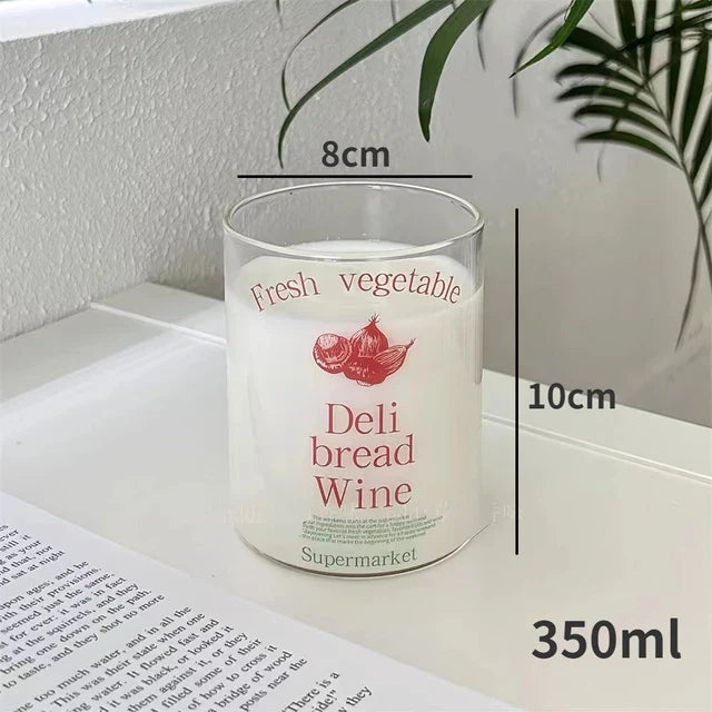 DecorBites™ Korean Glass Cups - 350ml Heat-resistant Drinking Glasses for Coffee, Tea, Milk, Beer, Water