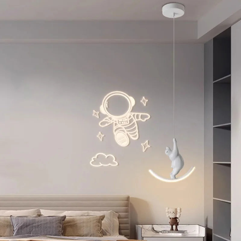 مصابيح معلقة على شكل وحيد القرن للأطفال من DecorBites™، ثريات على شكل دب أبيض وفيل وردي