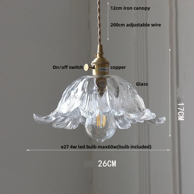 DecorBites™ Clear Glass LED Pendant Light Fixture with Copper Socket for Modern Home Decor