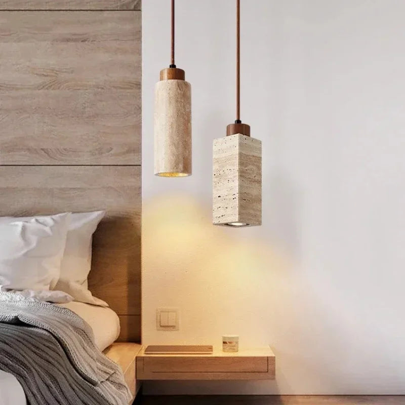 Wabi-Sabi Yellow Marble Stone Pendant Light