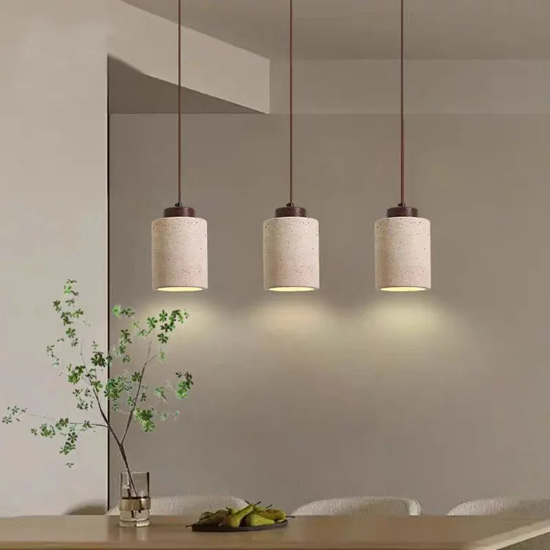 Modern Travertine Stone Pendant Light In Beige