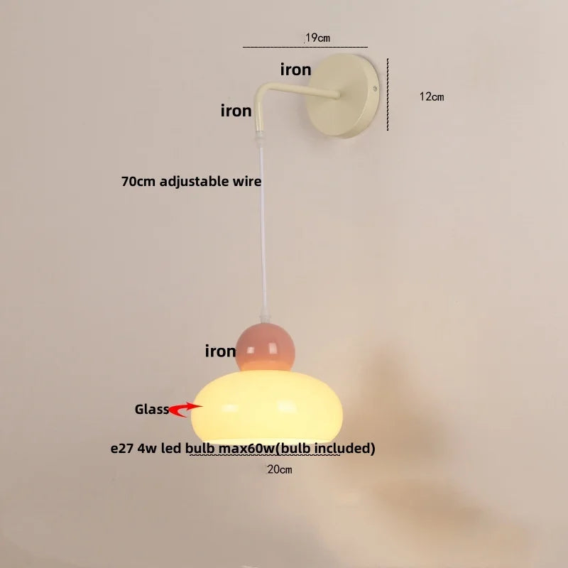 DecorBites™ Iron Nordic LED Wall Light Fixture Glass Adjustable Bedside Lamp