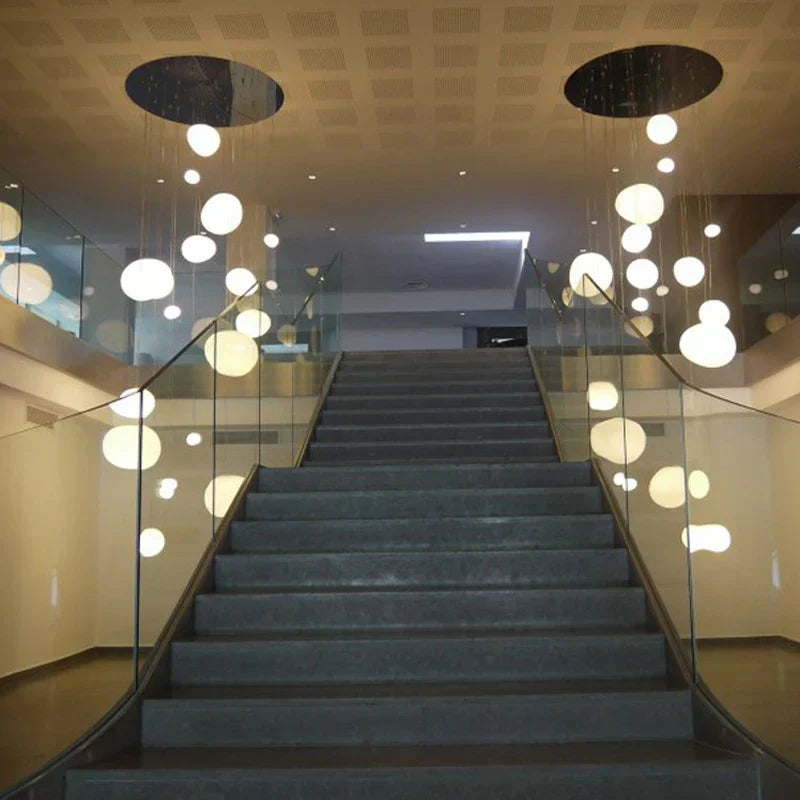 DecorBites™ Cobblestone Glass LED Pendant Lights for Villa Hotel Loft Stair Lamp