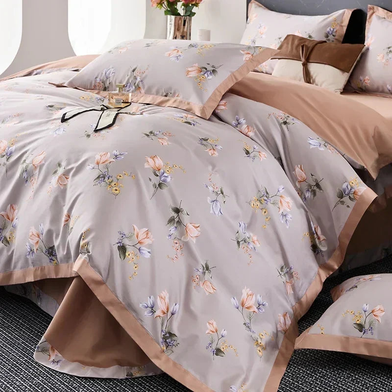طقم مفروشات أسرة من القطن المصري™ ماركة DecorBites مقاس كوين وكينج ومزدوج، مطبوع