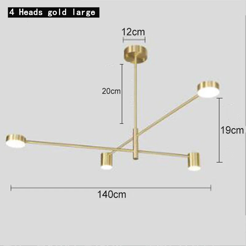 DecorBites™ Black Gold White LED Chandelier: Stylish Nordic Loft Lamp for Livingroom & Bedroom